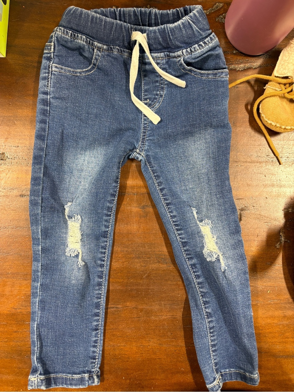 Little Bipsy Dark Blue Elastic Waist Denim Jogger Pants